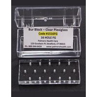 Palmero Healthcare Clear Plexiglass 16 Hole Bur Blocks with Boxes - Friction Grip